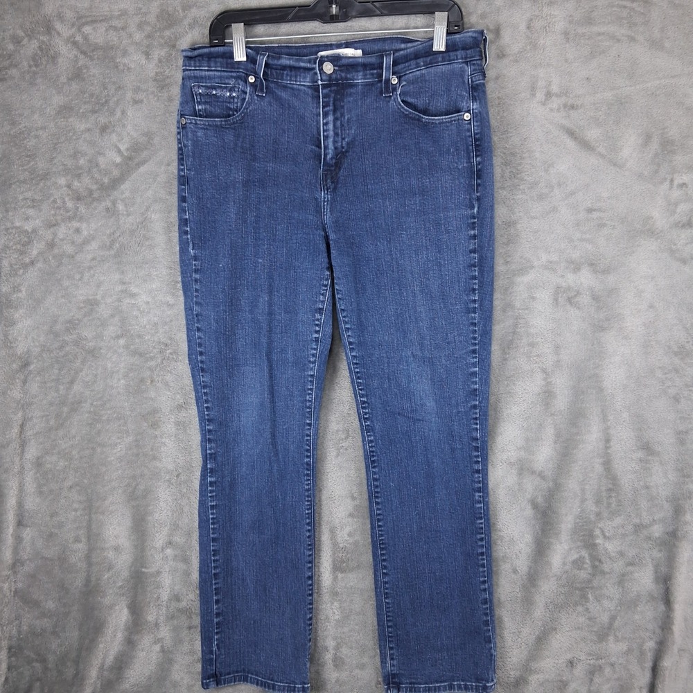 Levis 505 Straight Leg Jeans Womens 14M W32 L32 Blue Medium Wash Stretch Denim